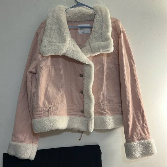 NEW Celebrity Pink Size XXL Pink Corduroy Sherpa Lined Moto Jacket Women - Picture 1 of 7